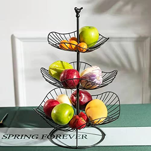 Cupcake-Dessertkorb mit 3 Etagen, 47 cm, schwarz, Metall, Schwarz, Kuchen, Snacks, Knallbonbons, Obst, Vorspeisen, Gebäck, gestufte Platten, Serviertablett für Teeparty, Hochzeit, Catering-Event