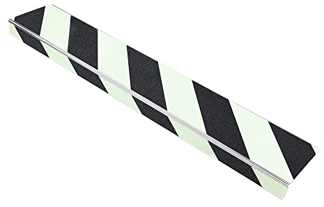 AnTina TAPES® Treppenkantenprofil Thin Line 10x100cm, nachleuchtend/schwarz | selbstklebend oder schraubbar, Antirutsch, Alu-Träger mit Antirutschbeschichtung· zertifizierte Rutschhemmung, robust