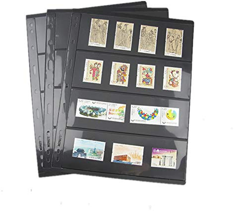 MUROAD Stempelseiten für Briefmarkenalbum Binder, 10 Blatt 4S Seiten für Sammler, Profi-Packung (4 Reihen)