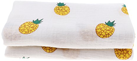Easnea Baby Wickeldecken Groß Unisex Jungen Mädchen Baumwolle Musselin Einschlagdecke Stilldecke & Spucktuch - Gelb Ananas wie beschrieben