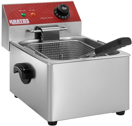 Kratos Commercial Electric Countertop Deep Fryer, 10 lb. Fryer with Basket, Stainless Steel Fryer for Restaurants, Concession Stands