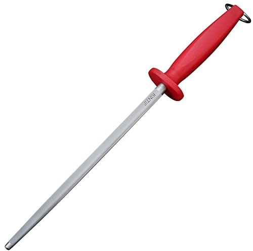 KINTIF 12 inch Sharpening Steel Honing Rod,Professional Knife Sharpeners,High Carbon Honing Steel, Fine Lines, High hardness,knife sharpening Red