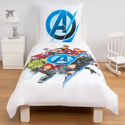 Disney Home Avengers Set di biancheria da letto 2 pezzi – Biancheria da letto 140 x 200 cm e federa 60 x 70 – 100% cotone super morbido – Biancheria da letto double face per bambini per ragazzi