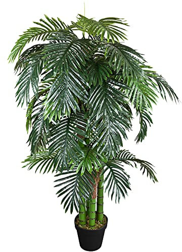 Decovego Künstliche Palme groß Kunstpalme Kunstpflanze Palme künstlich wie echt Plastikpflanze Arekapalme 180 cm hoch Balkon Dekoration Deko