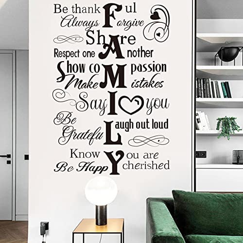 Runtoo Family Quotes Wall Decals Inspirational Quotes Wall Decals for Living Room Bedroom Home Decor