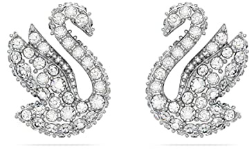 Swarovski Iconic Swan stud örhängen, Swan, White, Rhodium pläterade