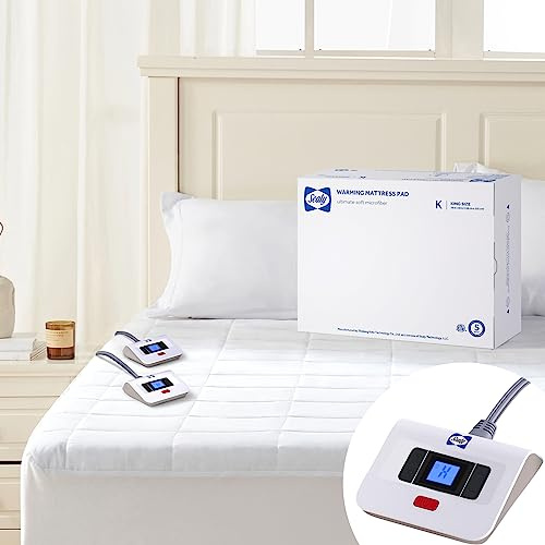 Sealy Electric Mattress Pad King Size, 10 Heating Settings Heated Mattress Pad, Bed Warmer with Dual Controller & Auto Off 1-12 Hours, Fit Up to 17 Inch, Machine Washable, 78x80