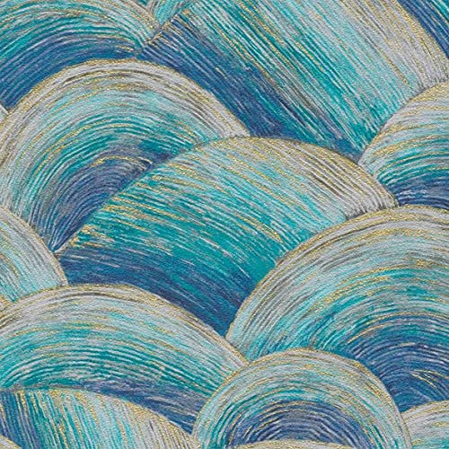 Livingwalls Travel Styles Papier peint intissé Motif écailles bleues et turquoises 10,05 x 0,53 m