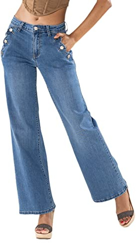 Nina Carter P195 - Pantalones vaqueros de mujer, pernera acampanada, estilo bota, cintura alta, M