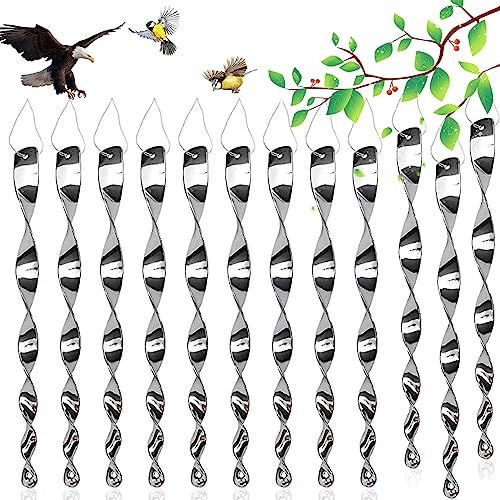 12 Stück Reflektierende Vogelschreck,Silber Reflektierende Vogelschreck Vogelabwehr,Windspirale Vogelabwehr,Vogel Abwehr Garten Dekoration,Zur Halten Sie Vögel Weg Von Ihrem Haus.