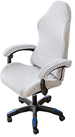 Gaming Stuhl Bezug Gamingstuhl-Bezüge 4 Stück,Bürostuhl Bezug Stuhlhussen mit Armlehnen Stuhlrücken Bezug,Dehnbare Stuhl Bezüge für Computer-Spielstuhl, Racing-Stil,Bürostuhl-Ohne Stuhl - Light Gray