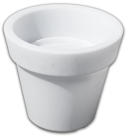 Design-Pflanzkübel ALBA als Pflanzgefäß, Pflanzentopf in Kunststoff weiß mit LED Beleuchtung (Weißes Licht/H: 44 cm)