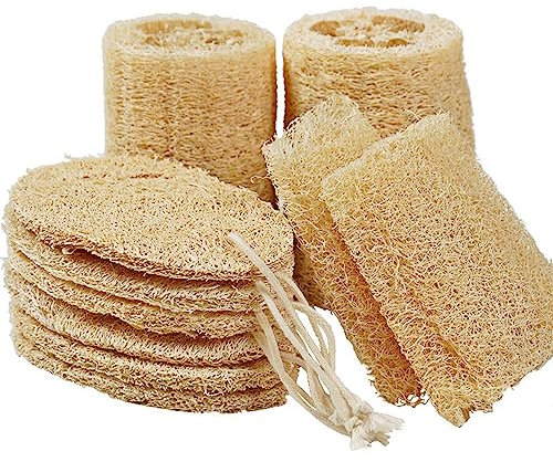 10 esponjas naturales de lufa, esponjas naturales para lavar platos, estropajos de esponja de lufa, esponjas de limpieza, esponja de baño