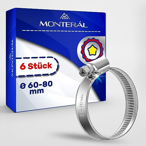 6 Piezas Abrazaderas Metalicas para Tubos Ø 60-80 mm - Abrazadera Metalica para Manguera de Piscina Jardin Lavadora Tuberia de Agua - MONTERAL