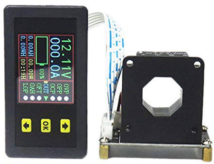 Fvoagaou DC 90V 500A VoltíMetro Digital AmperíMetro Voltaje Corriente KWh Medidor de Vatios 12V 24V 48V 72V Capacidad de BateríA Monitoreo de EnergíA