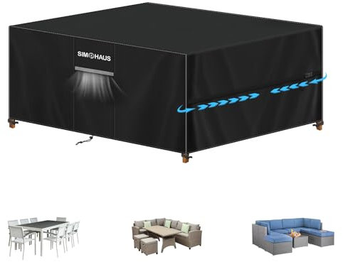 SIMPHAUS Garden Furniture Covers Waterproof 230x180x80cm Weather Cover for Patio Furniture Set Covers 420D Heavy Duty Oxford Fabric Outdoor Patio Table Covers for Chair and Table,Garden Sofa Cover