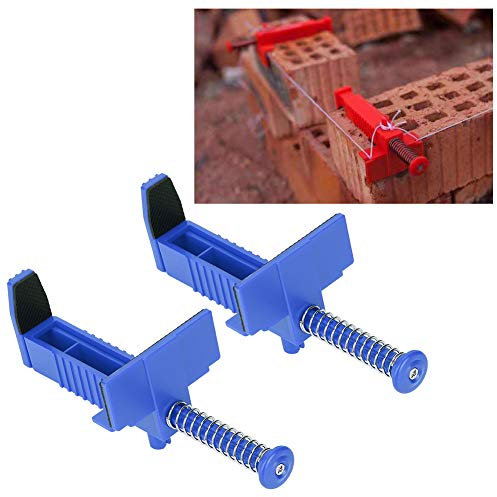 2PCS Brick Line Clips Line Runners, Brick Line Runner Wire Drawer Bricklaying Tool Brick Liner Clamps, Clamp Width Brick Clamps Liner Used for Building Construction/Wall Builder Wire Rack (Blue)