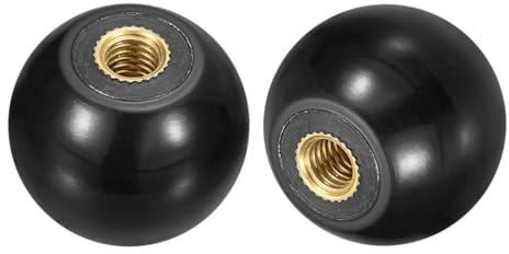 QUARKZMAN 5 Pièces Boutons Sphériques Filetés M5 Fileté pour Poignée Noir | Bouton Sphérique Thermodurcissable, 25mm de Diamètre pour Poignées de Balle d'Opération avec Insert en Cuivre