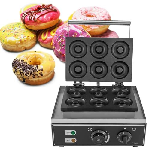 RSPPPJQ 1550W Electric Doughnut Maker,6 Holes Double-Sided Non-stick Commercial Donut Machine,donut maker for Family Kitchen & Sweet Store