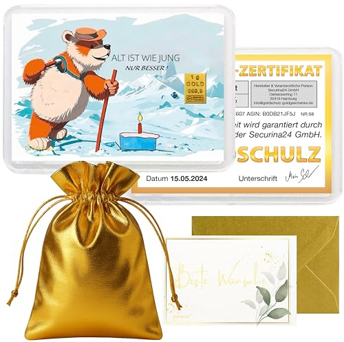 Goldschulz Goldbarren 1g 1 Gramm Motivbox - ALT IST WIE JUNG- Geschenk + Echtheitszertifikat
