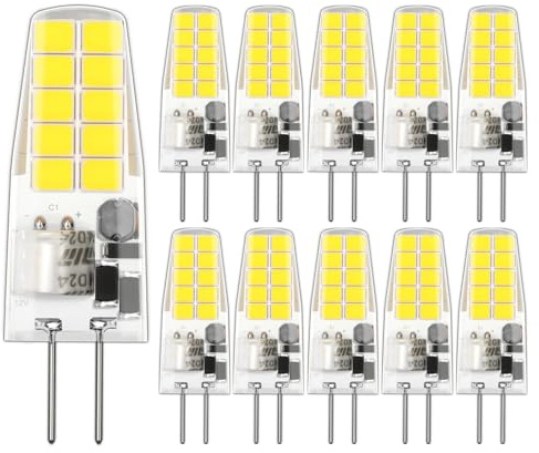 LUTW Ampoule G4 LED Blanc Froid 6000K, Ampoules LED G4 12V 2W Equivalent 20W Halogène Ampoule G4, 200LM, Sans Scintillement, Non-Dimmable, LED 12V pour Chambre Salon Cuisine Jardin, Lot de 10