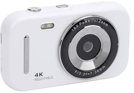 Appareil Photo Numérique Vintage FHD 48 MP, Caméra Vidéo 4K Portable avec écran HD 2,8 Pouces, Zoom 16X, 20 Filtres pour Garçons Filles étudiants Adolescents (White)