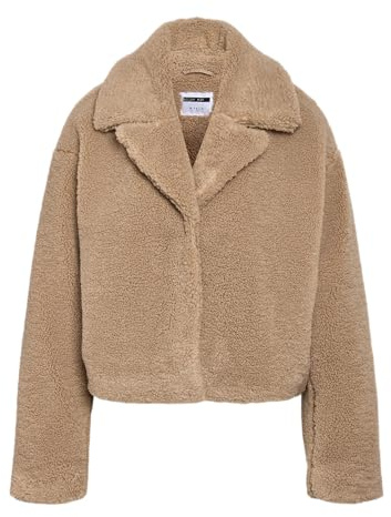 Noisy May Damen Nmnati Crop Teddy Jacket Noos, Birch, s