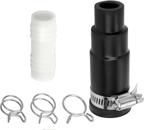 Dishwasher Drain Hose Adapter - Compatible with Insinkerator Garbage Disposals - 1 Inlet Connector, 1 Hose Clamp and 3 Spring Clamps (1 Set)