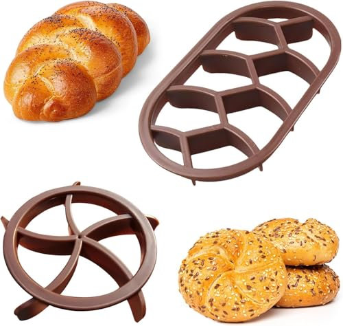Kaiser - Juego de 2 moldes de prensa de masa de pan, sello de prensa de pan, molde para hornear rollos de pan, molde Kaiser de prensa de rollo clásico para panecillos de postre (A1)