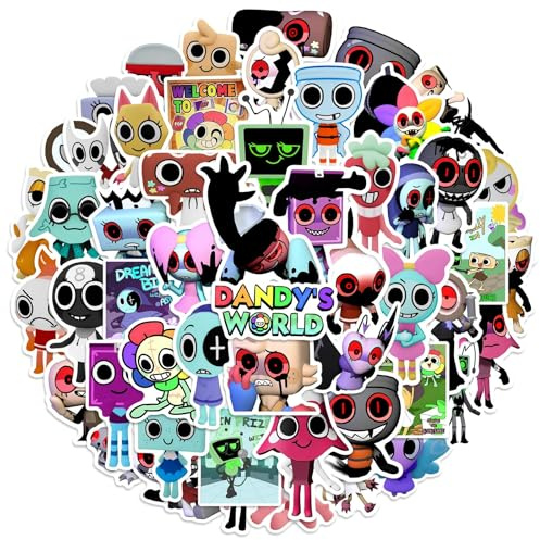 50 Pcs Dandy's World Stickers for Laptop, Cool Decals for Teens Kids Boys Skateboard Phone