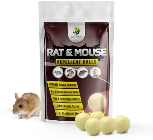 Ecowidow Rat & Mouse Repellent Balls-5 Pack Super Strength Peppermint,Citronella,Cinnamon & Eucalyptus Oil Mice Repellent,Plant Based,Natural Rat Repellent/Deterrent,Ready to Use Rodent Control