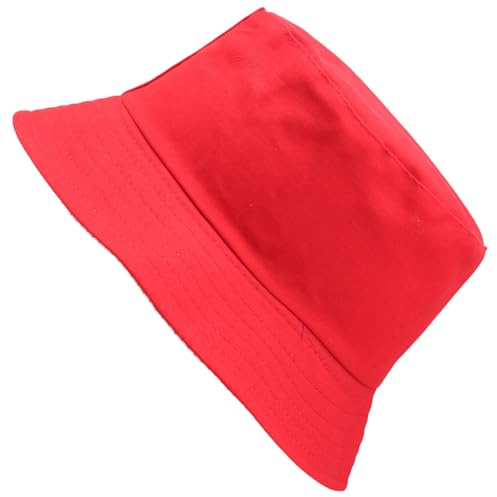 Rakiuty Chapeaux de Seau, Chapeaux de Visière, De Soleil Chapeau de Pêcheur, Chapeau de Plage Pliable Réversible, Hat Anti-UV pour Femme Homme, Rouge