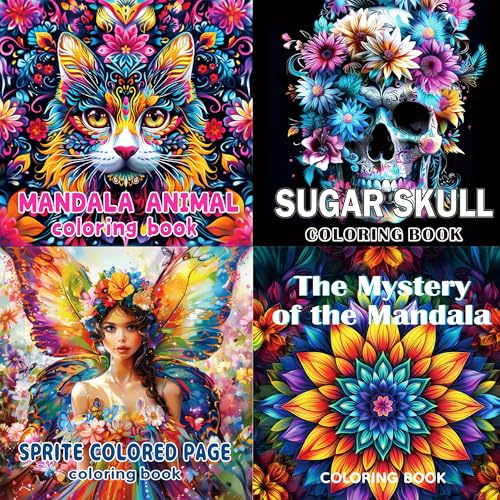 SYXLS 4 Livres de Coloriage Pour Adultes, Motif Mandala Unique Pour Se Détendre, Animaux, Fleurs Et Illustrations de Motifs, Livre De Coloriage Mignon Et Confortable Pour Les Adultes Et Les