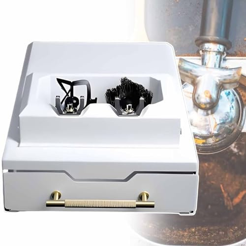 vnmudzeo Macchina per La Pulizia dei Portafiltri da caffè da 300 Giri/Min, con Raschietto Ad Angolo Retto E Rotondo, Pulitore Elettrico per Fondi di caffè da 150 W White
