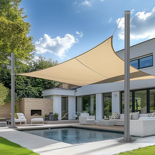 VOCON Sonnensegelmast Set 3M höhenverstellbar – robuster Stahlpfosten (2,5mm Wandstärke) mit D-Ring-Klemmen & Bodenankern – sturmfest & rostfrei – für Terrasse, Garten & Balkon
