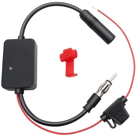 Antena automotriz Antena de Radio para Coche de 12V-24V con Amplificador de señal FM de 80-108MHZ y protección contra interferencias. Antena Radio Coche