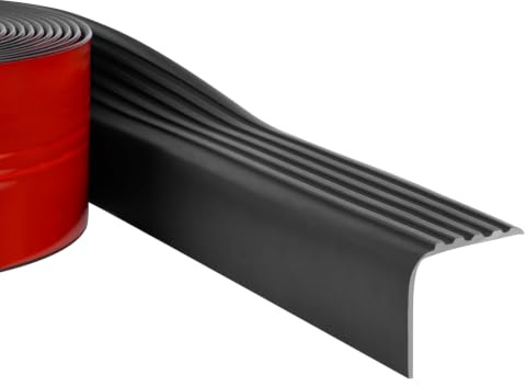 Quest Treppenkantenprofil PVC 50x48 mm selbstklebend - Schwarz, 6 m | Treppenprofil aus flexiblem PVC, rollbar & zuschneidbar, UV-beständig & wasserfest, für Holz, Laminat & Fliesen