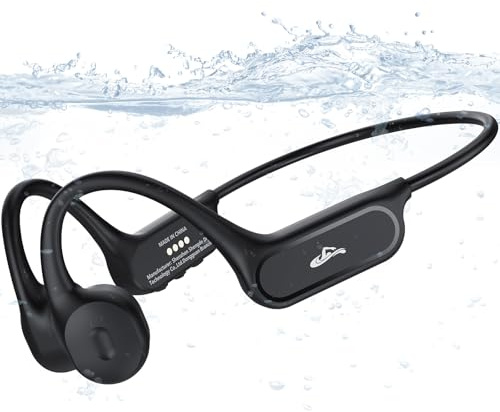 Casque Conduction Osseuse Bluetooth 6.1, Écouteur Natation sans Fil, Mémoire MP3 32Go Intégrée, Lecteur MP3 Étanche IP68, Ecouteur Waterproof Natation, Casque Piscine pour Sport, Cyclisme, Fitness