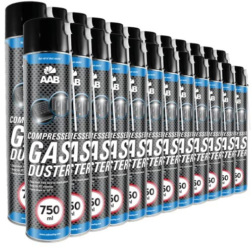 AABCOOLING Reinigungsspray 24 x 750ml, Druckluftreiniger, Druckluft für Keyboard, Bildschirme, Spielekonsolen, Kopierer, Computergehäuse, Luftdruck, Reiniger, Pressluft