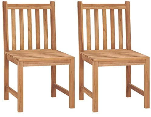 vidaXL 2X Teak Massiv Gartenstuhl ohne Armlehnen Holzstuhl Essstuhl Gartenmöbel Stuhl Stühle Balkonstuhl Gartenstühle Terrassenstuhl
