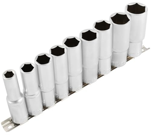 TECPO Steckschlüssel Satz 1/2 1/4 3/8 Zoll M4-M16 E4-E20 XZN Biteinsatz Stecknuss Set 4-24mm lang tief innen vielzahn Nuss (1/2 tief)