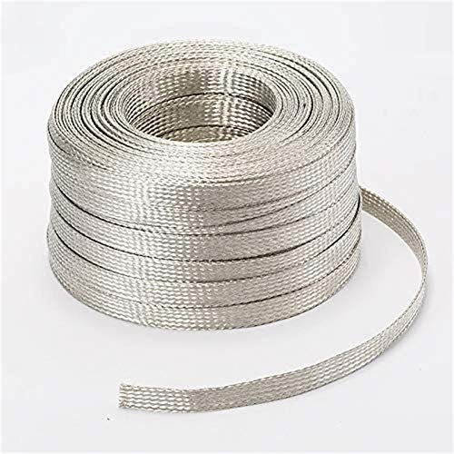 TinnedCopper Braided grounding Wire, Braided Expandable Sleeve Cable, Width: 15mm, Thickness： 1.5mm ，Length: 5m