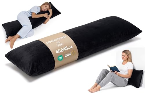 Totsy Baby Cuscino per dormire sul fianco 40x145 cm – cuscino lungo ergonomico Body Pillow fodera Bouclé morbido traspirante sfoderabile – certificato OEKO-TEX Oscurità