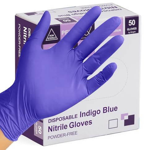 PEIPU Guantes de Nitrilo Desechables sin Polvo, Guantes de Limpieza para Manipulación de Alimentos, Guantes Protectores no Estériles de un Solo Uso para Limpiar y Más (50, Extra Large)