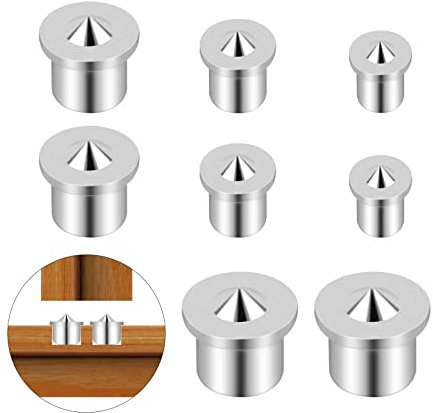 8Pcs Dowel Pin Center Dowel Centre Point Set, Woodworking Alignment Tool Points Marker Drill Center Stainless Steel for Woodwork Drill Tools, 6/8/10/12mm