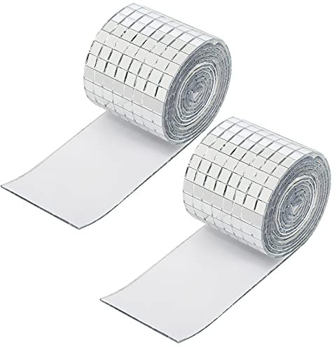 3200pcs Mini Carreaux Mosaïque Carrés Verre, Miroirs Carreaux de Mosaïque Autocollant Mosaique Verre Mosaique Carrelage Argent Miroir Autocollant pour Boule a Facette Muraux Restaurant Bain Hôtel