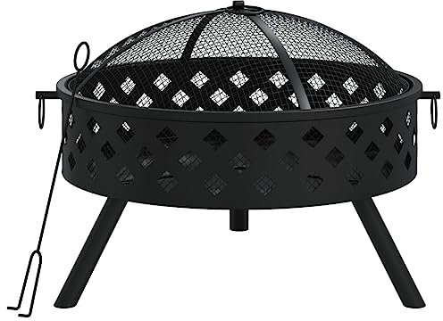 vidaXL Foyer avec tisonnier 58 cm XXL Acier, Chauffage, Chauffe-terrasse, Foyer extérieur, cheminée, Chauffage d'extérieur, Bol à feu