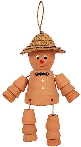 Tech Island Fun Terracotta Pot Man Gnome Style Shelf Sitting Figurine Hanging Ornament Tree Décor With A Twine Loop Terracotta Suitable For Garden Outdoor And Indoor Decor