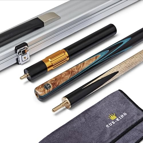 Cue-King Pool Cue Premier 300, Snooker Cue, Handmade 57 18oz 3/4 Jointed Cue with Case, Premium Telescopic Extension, Hard Case, Microfibre Cue Towel, Snooker Cue with Case, Pool Cues