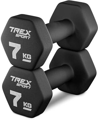 TREX SPORT Neopren Hanteln Set | Kurzhanteln 2er Set 4kg-20kg | Hanteln Frauen & Männer Set (2 x 7 kg)
